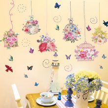 Provence Style Flower Birdcage Wall Sticker