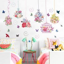 Provence Style Flower Birdcage Wall Sticker